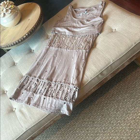 See by Chloe Mauve Double Layered Distressed Midi Dress Size 6